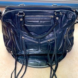 Rebecca minkoff leather navy blue satchel